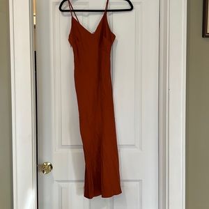 Midi slip burnt orange dress